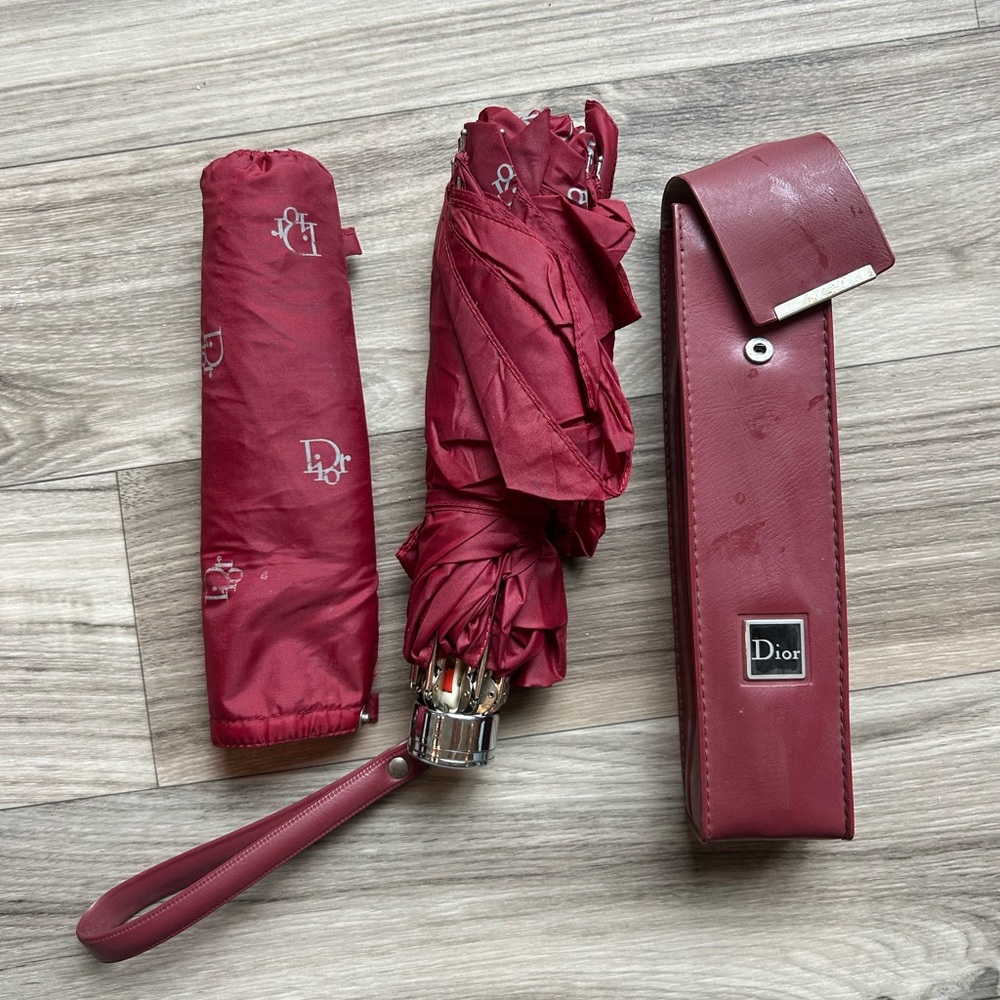 Dior Burgundy Compact Umbrella